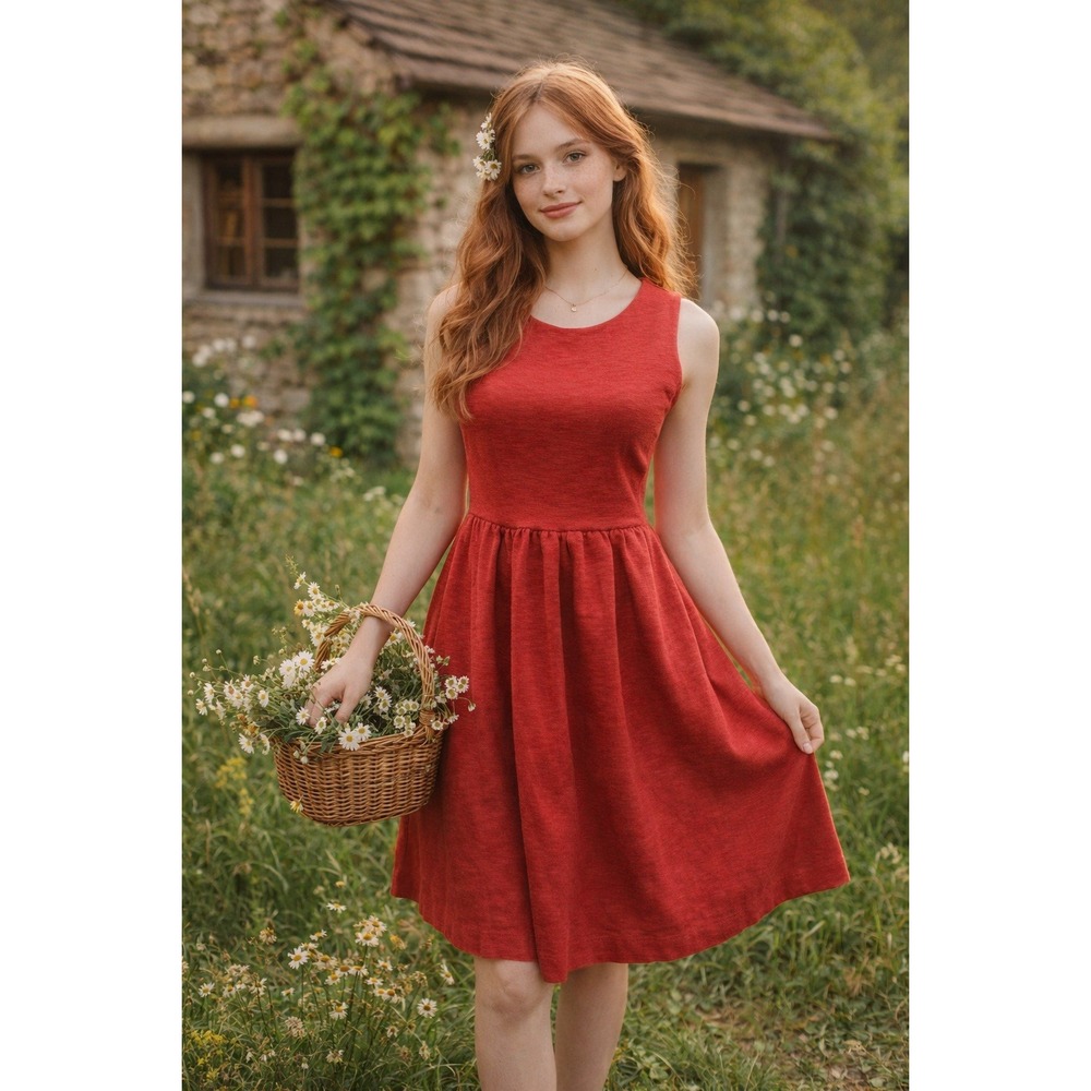 J.Crew Fit and Flare Dress Womens XS Coral Cottagecore Minimalist Sleeveless